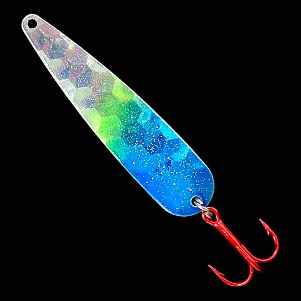 Double UV Blue Flash Trolling Flutter Spoon.