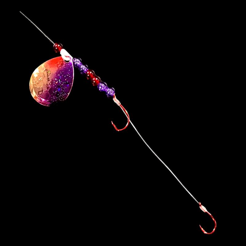 Purple Shiner Crawler Harness SINGLE-SINGLE Hook Harness / #5 Colorado Blade Harness / 60 Fluorocarbon Leader