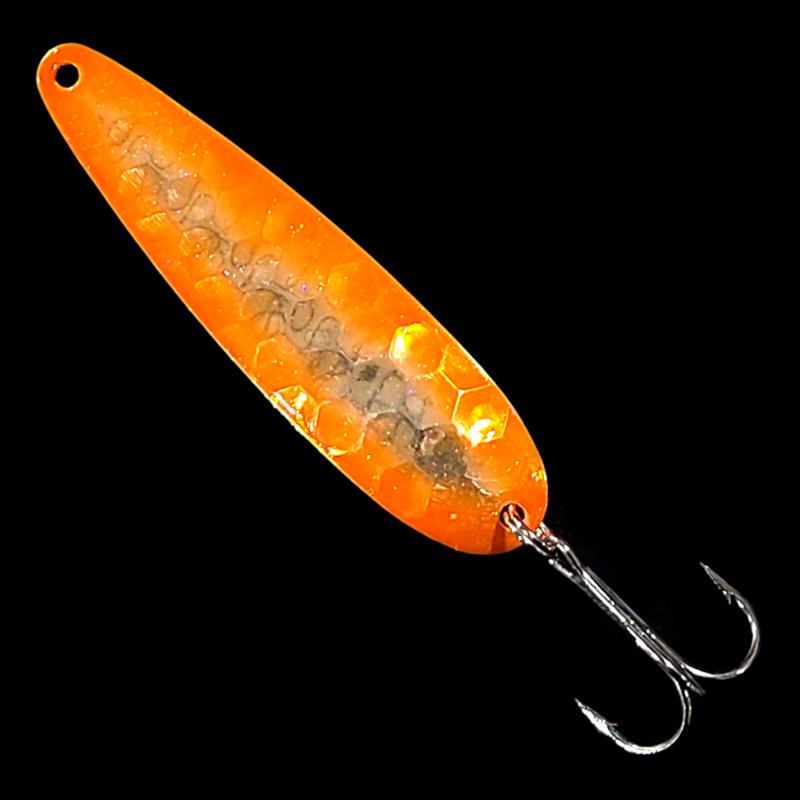 Bago Lures Double UV Orange Crush Salmon Whisperer Trolling Spoon.