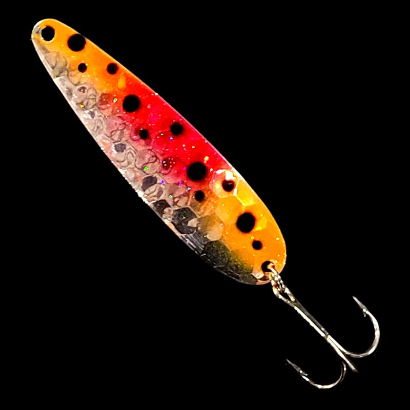 Bago Lures Double UV Orange Froggy Salmon Whisperer Trolling Spoon.