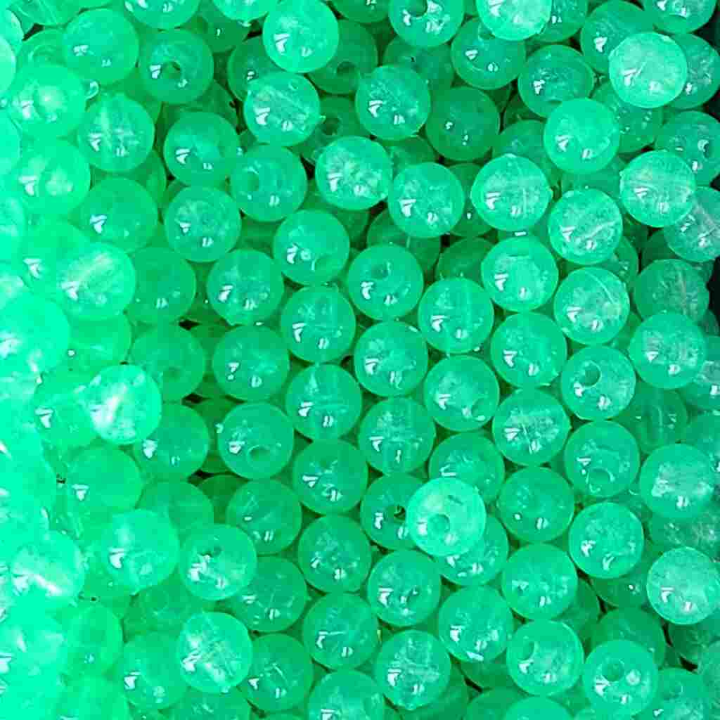 Bago Lures Glow Beads in high-output Glow Green for night fishing and deep water walleye and salmon rigs.