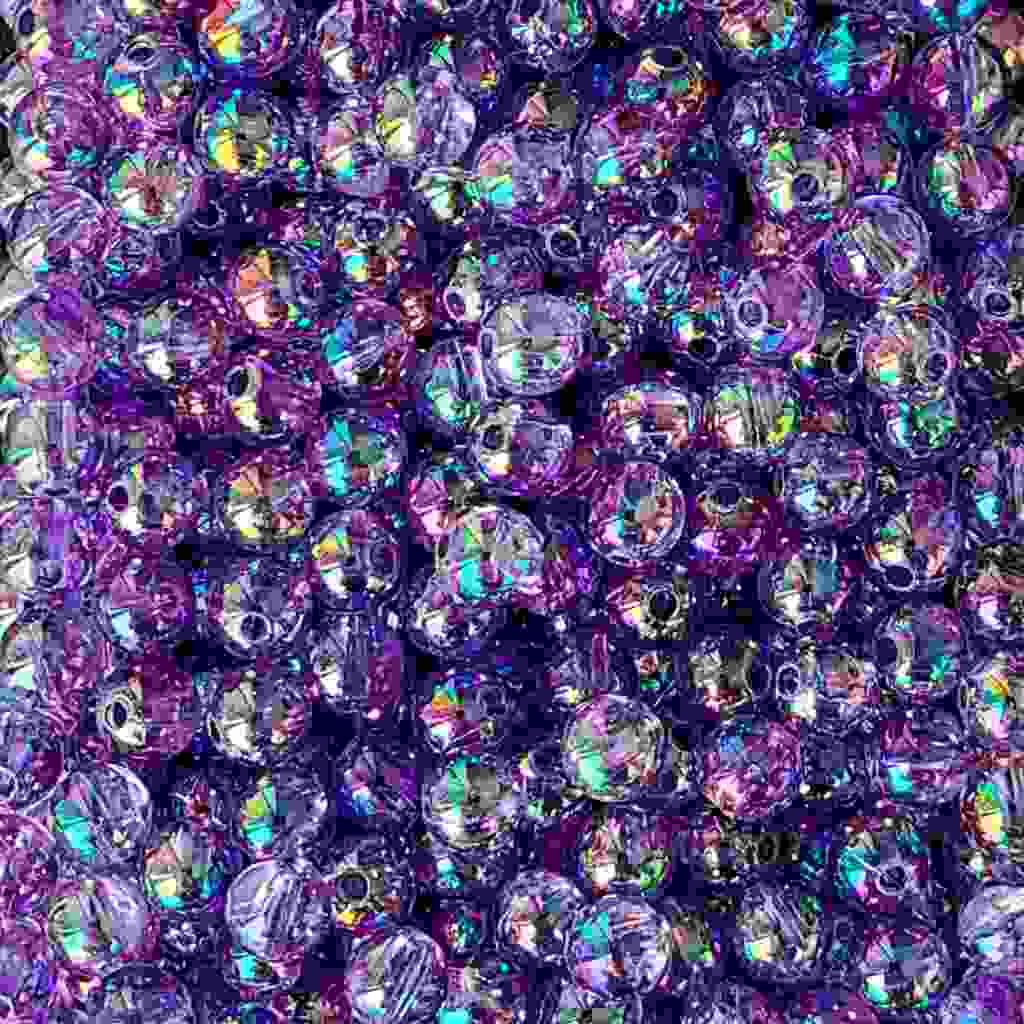 Bago Lures 6mm Solid Iridescent Purple Fishing Beads with Aurora Borealis shimmer finish for walleye crawler harnesses. 