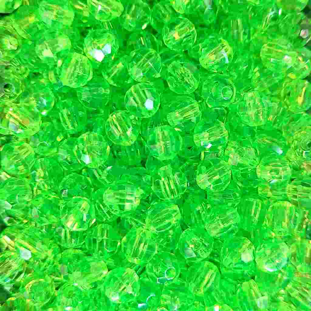 Bago Lures 6mm faceted green chartreuse beads.