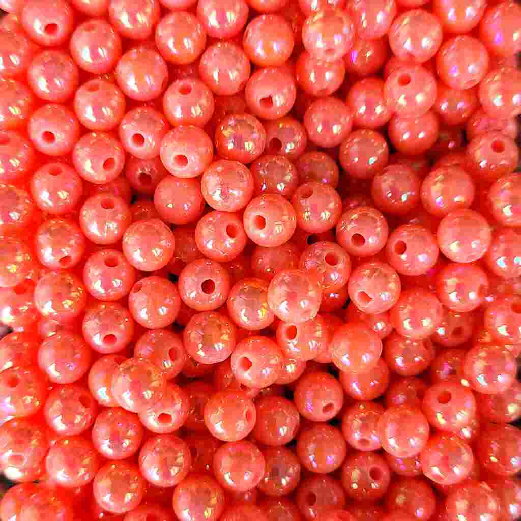 Bago Lures 6mm solid iridescent pink round beads.