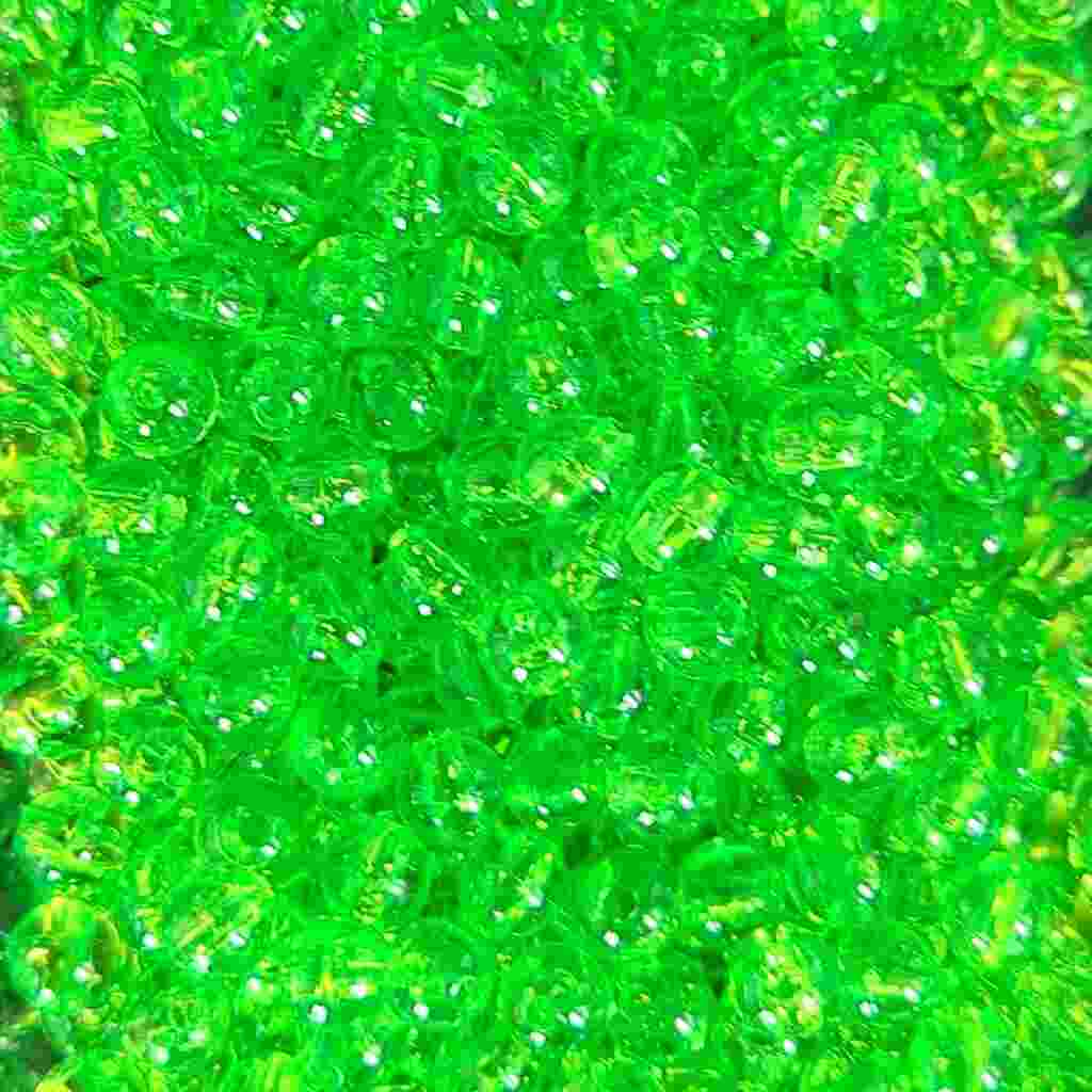 Bago Lures 6mm transparent green chartreuse round beads.