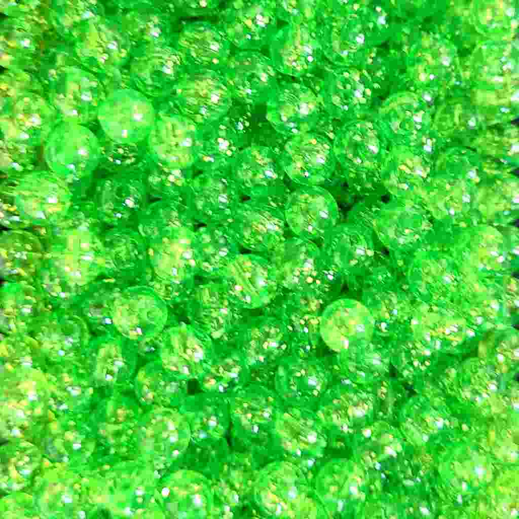 Bago Lures 6mm transparent green sparkle round beads.