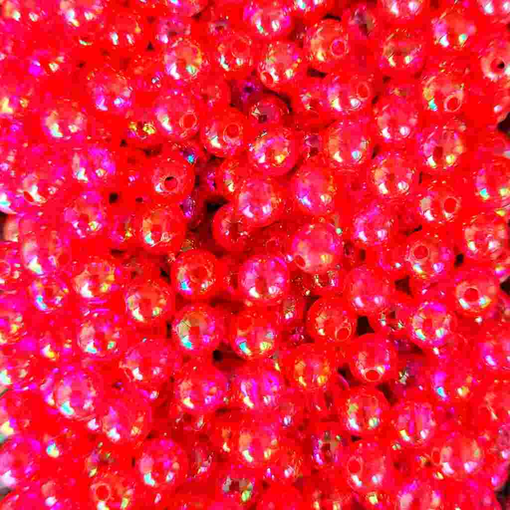 Bago Lures 6mm transparent iridescent pink round beads.
