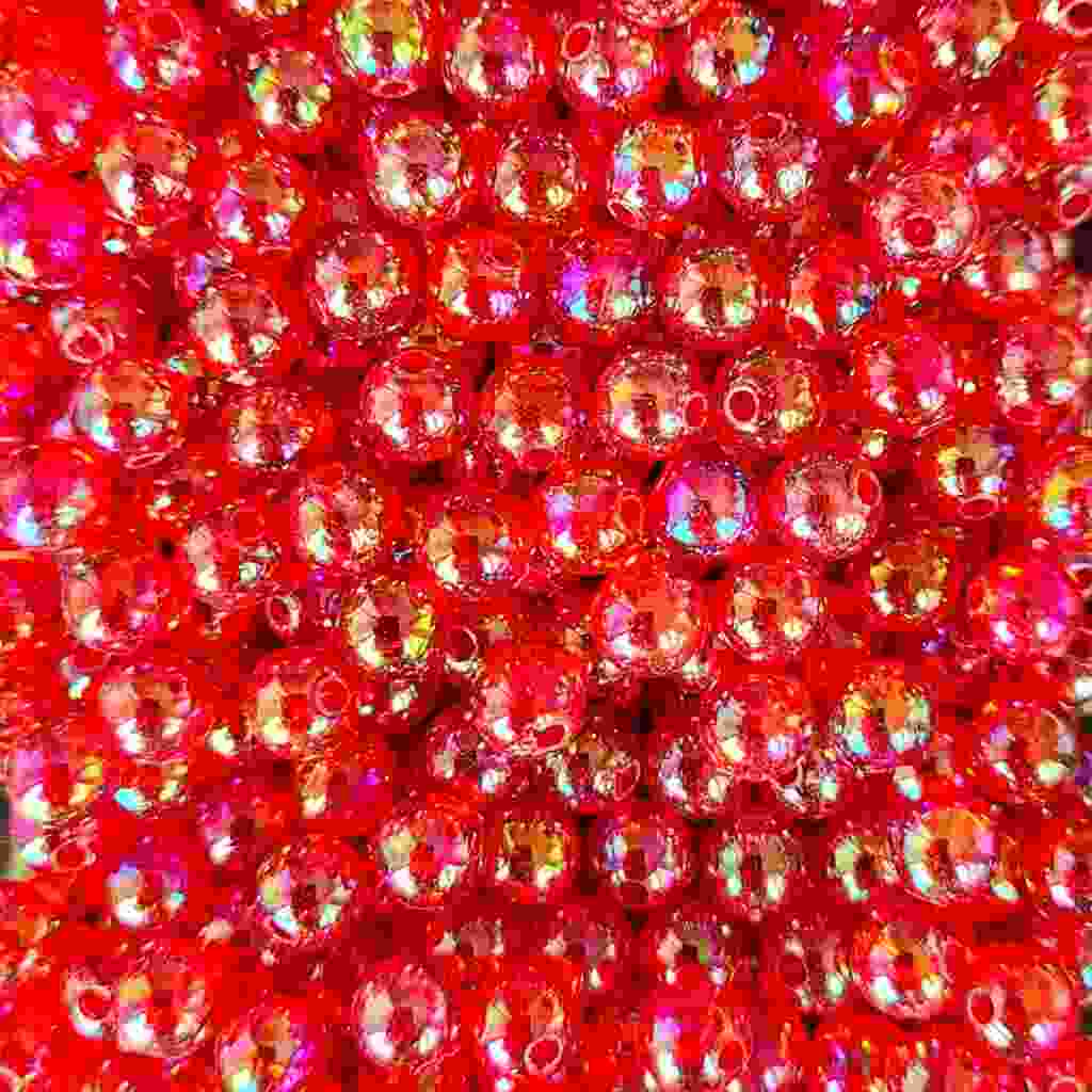 Bago Lures 6mm transparent iridescent red round beads.