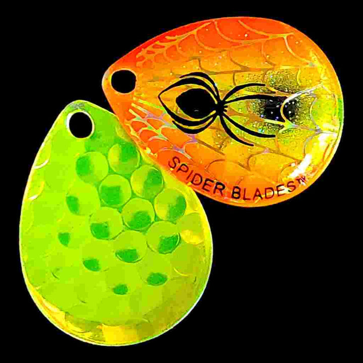 Bago Lures Antifreeze Orange Deep Cup Colorado Blade with antifreeze back.