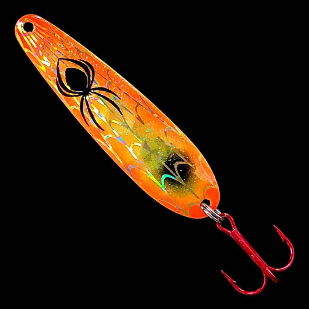 Bago Lures Antifreeze Orange Flutter Spoon.
