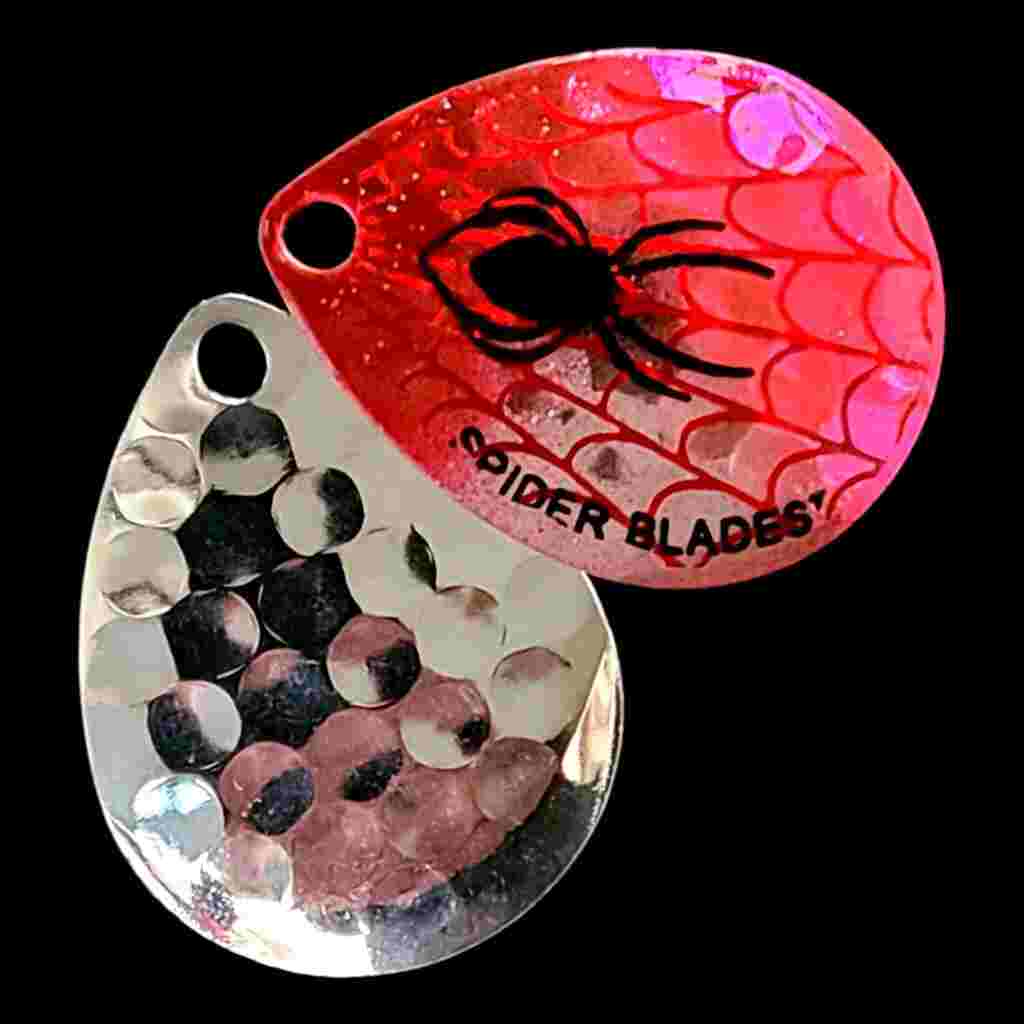 Bago Lures Antifreeze Pink Clown Colorado Blade with silver back.