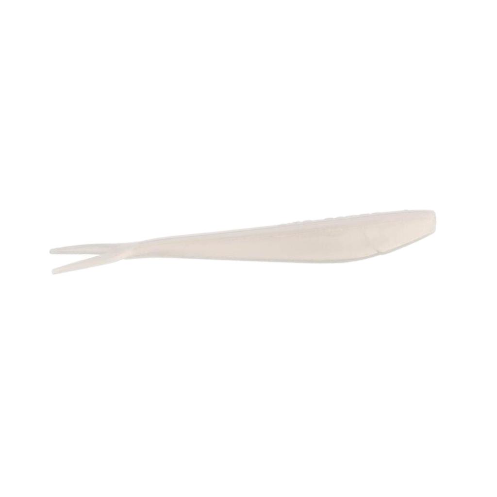 Pearl White Berkley PowerBait Minnow soft bait lure.