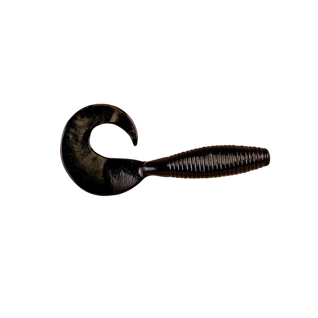 Black Berkley Powerbait Power Grub soft plastic fishing lure.