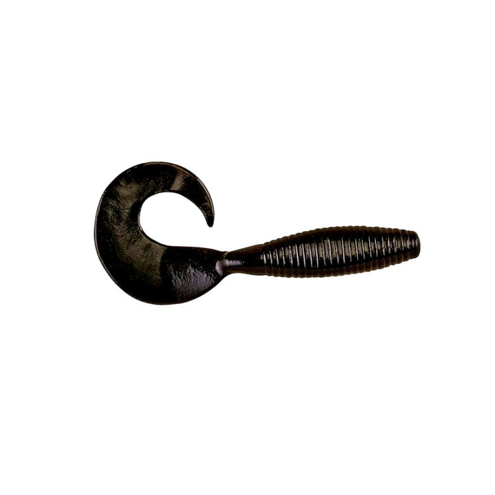 Black Berkley Powerbait Power Grub soft plastic fishing lure.