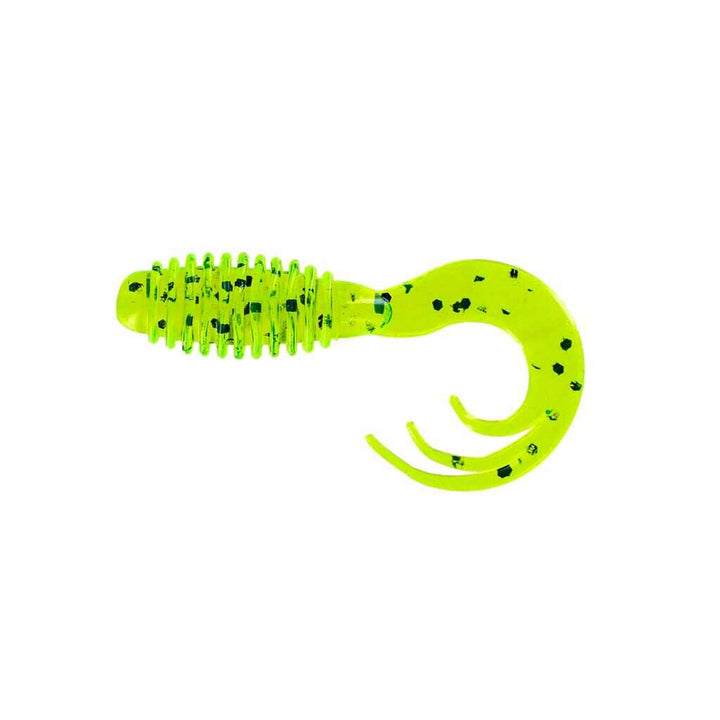 Big Bite Baits Ring Triple Tip Grub in Chartreuse pepper.