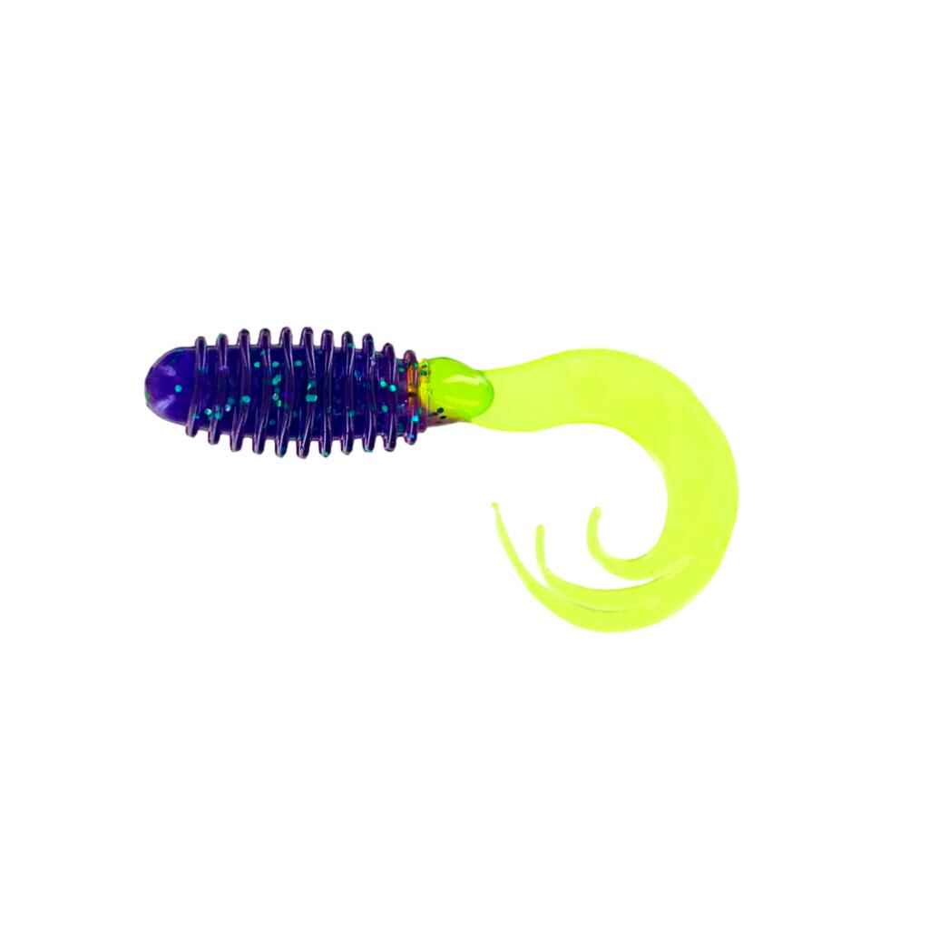 Big Bite Baits Ring Triple Tip Grub in June Bug Chartreuse.