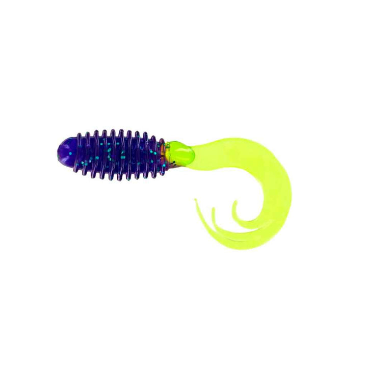 Big Bite Baits Ring Triple Tip Grub in June Bug Chartreuse.