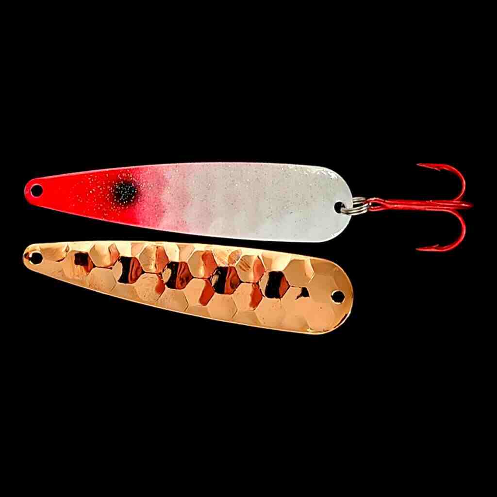 Bloody Nose Trolling Flutter Spoon with copper back.