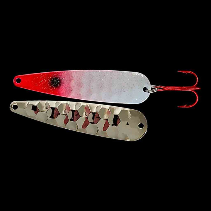 Bloody Nose Trolling Flutter Spoon with nickel back.