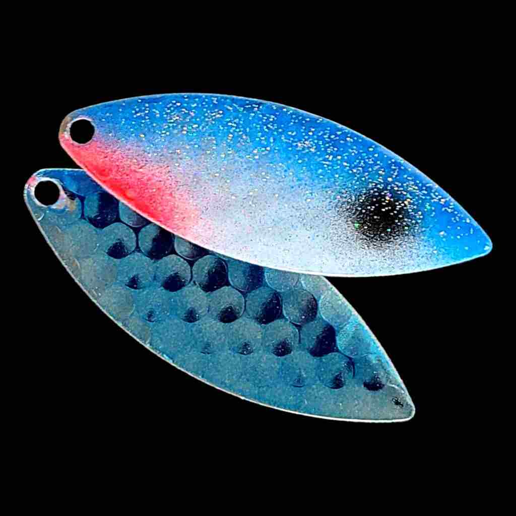 Bago Lures Blue Shad Willowleaf Spinner Blade with blue back.