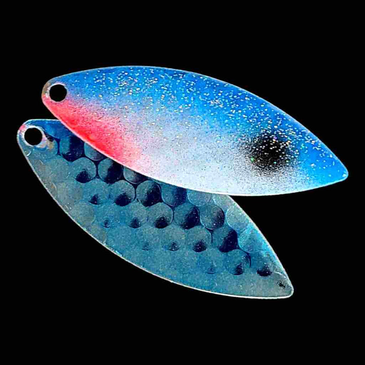 Bago Lures Blue Shad Willowleaf Spinner Blade with blue back.