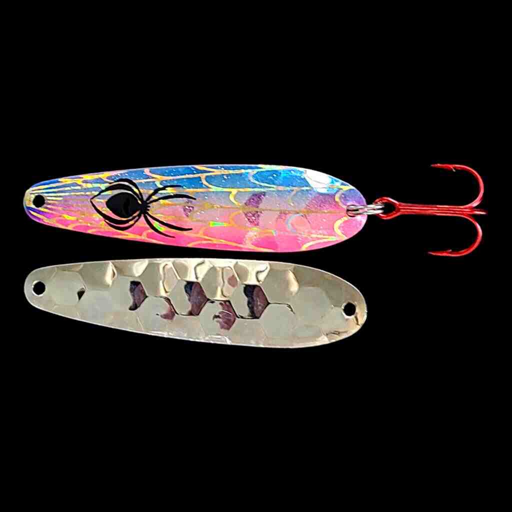 Bago Lures Boy Girl Walleye Flutter Spoon with silver back.