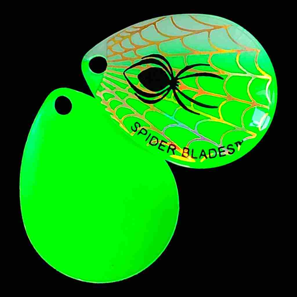 Bago Lures Chartreuse Green Colorado Blade with chartreuse green back.