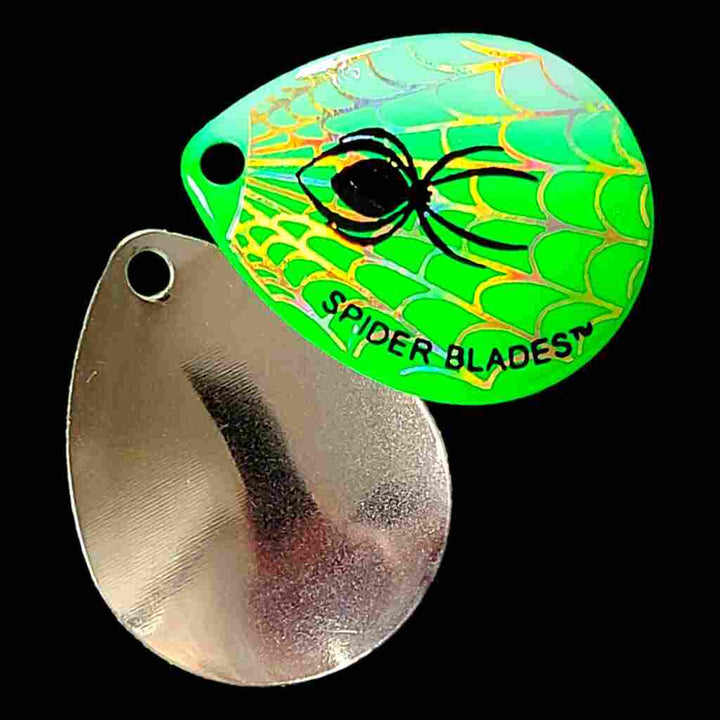 Bago Lures Chartreuse Green Colorado Blade with nickel back.