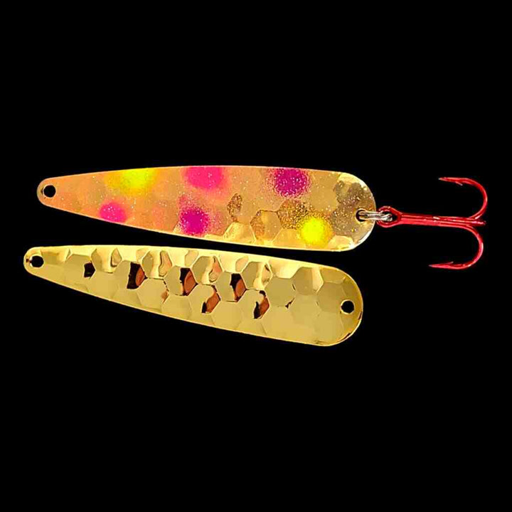 Confusion Trolling Flutter Spoon with gold back.