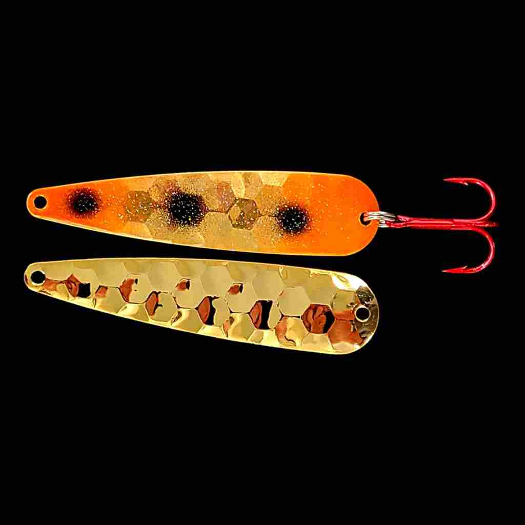 Gold Rush Trolling Flutter Spoon with gold back.