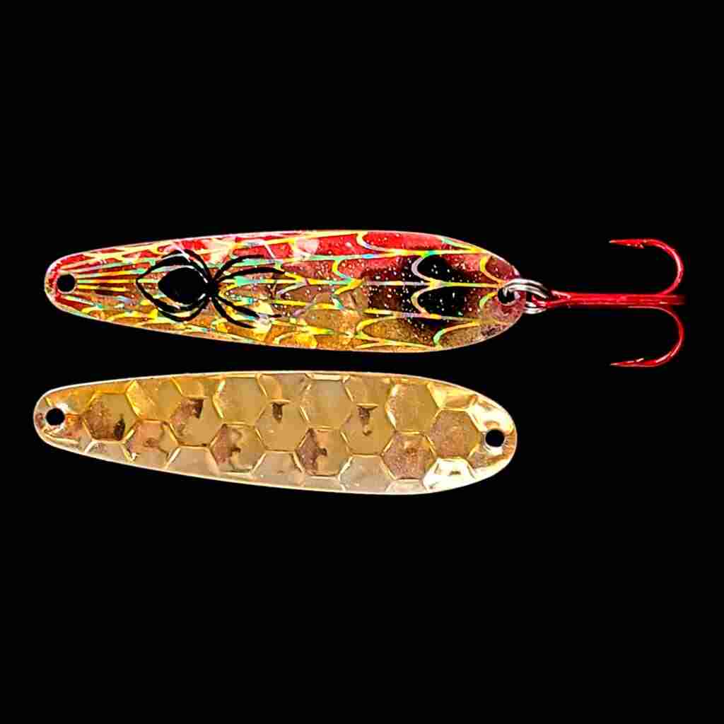 Bago Lures Golden Boy Flutter Spoon with Metallic Gold Back.