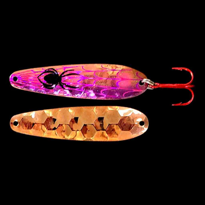 Bago Lures Grape Jelly Flutter Spoon with copper back.