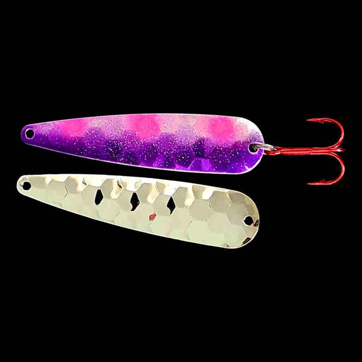Grape Jelly Trolling Flutter Spoon with silver back.