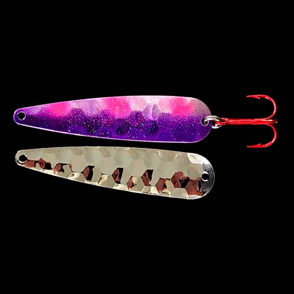 Grape Jelly Trolling Flutter Spoon with nickel back.