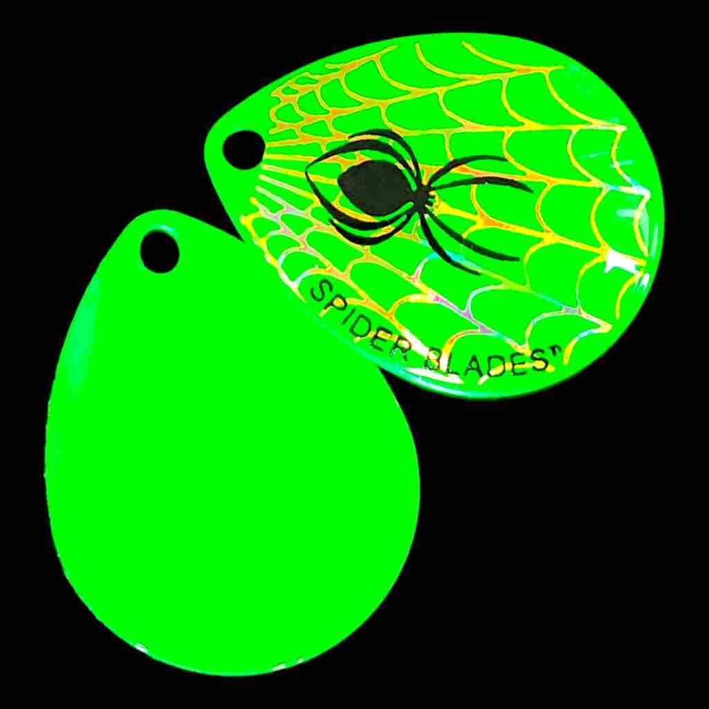 Bago Lures Hot Green Colorado Blade with hot green back.