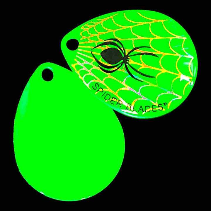 Bago Lures Hot Green Colorado Blade with hot green back.