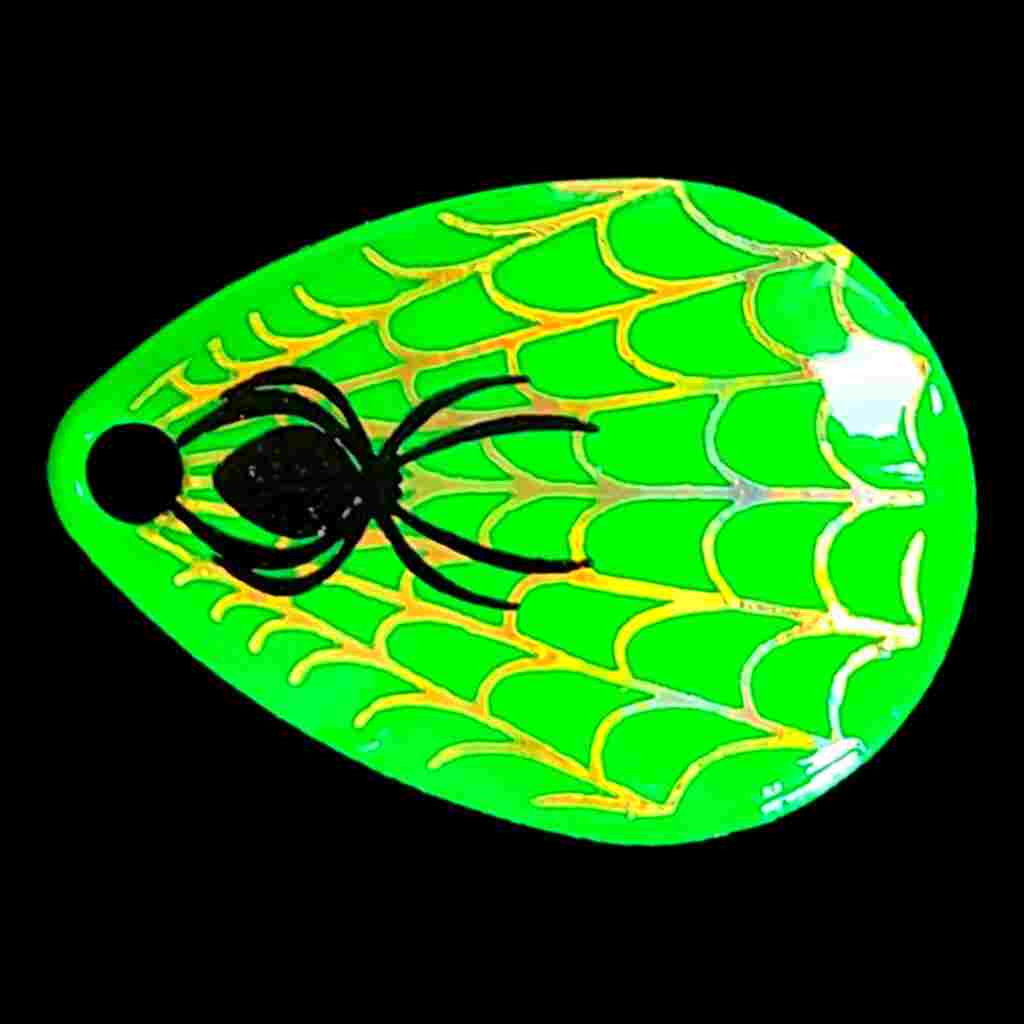 Bago Lures Hot Green size 3 Colorado Blade.