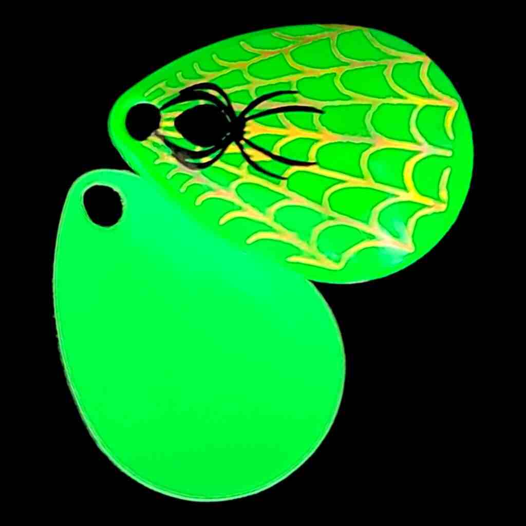 Bago Lures Hot Green size 3 Colorado Blade with hot green back.