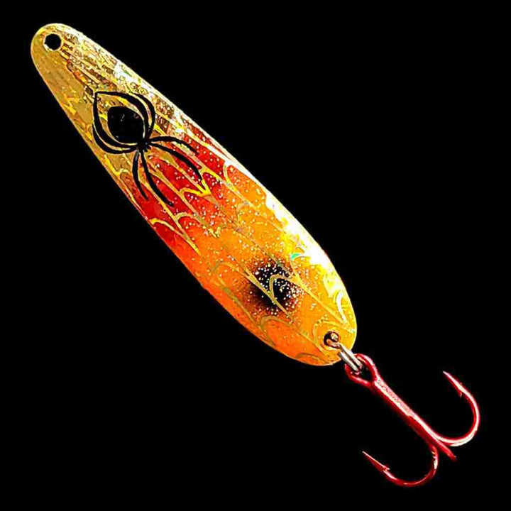 Bago Lures Orange Red Crush Flutter Spoon.