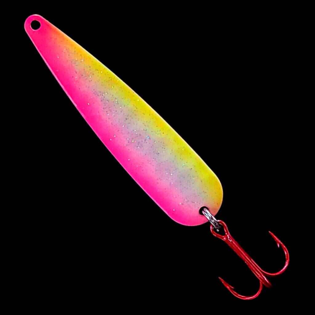 Pink Lemonade trolling flutter spoon.