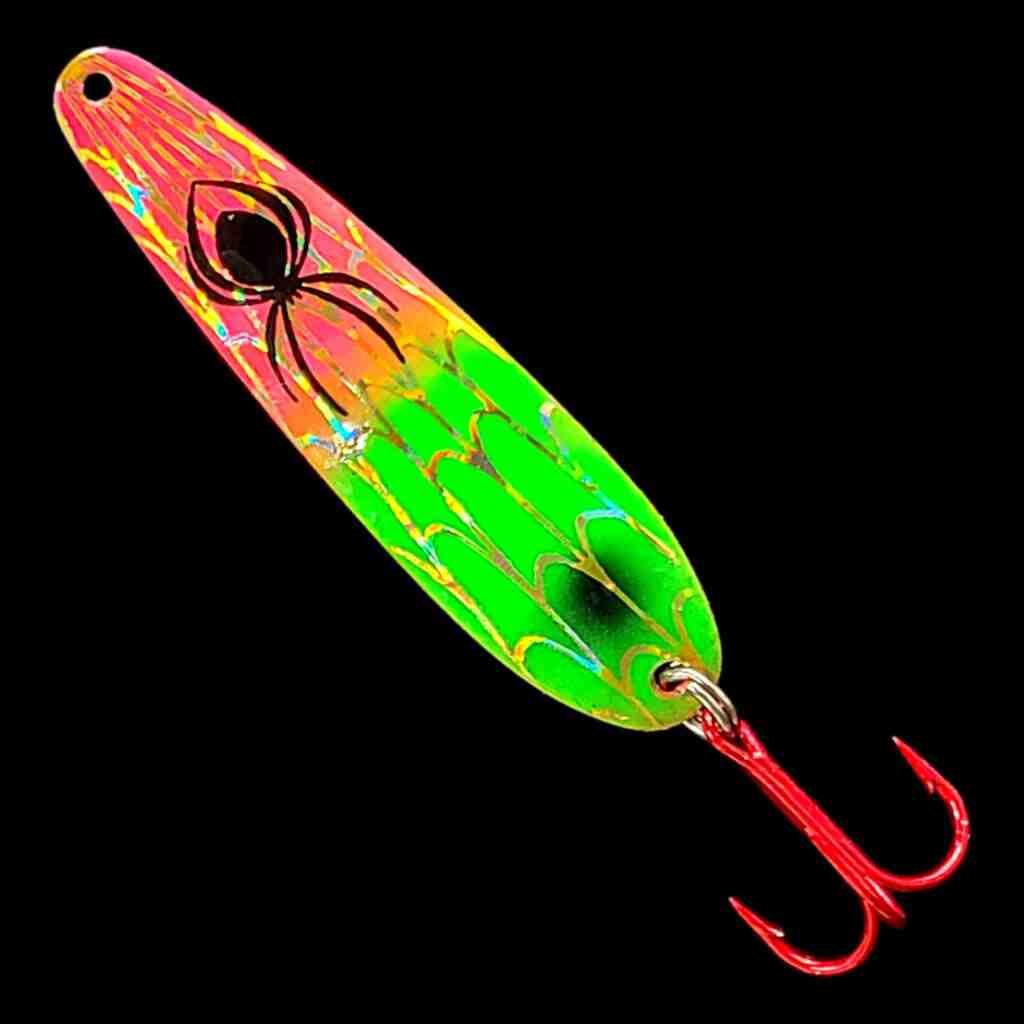 Bago Lures Pink Lime Flutter Spoon.