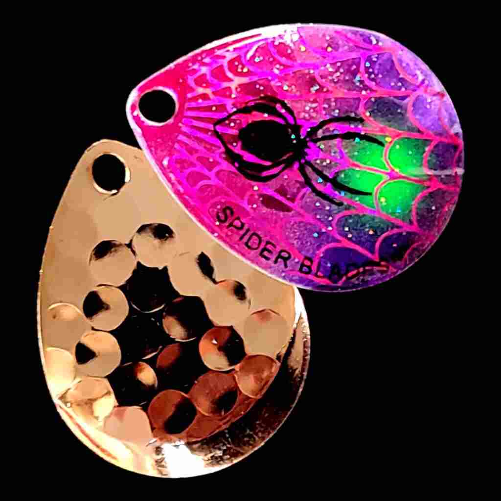 Bago Lures Purple Crush Deep Cup Colorado Blade with copper back.