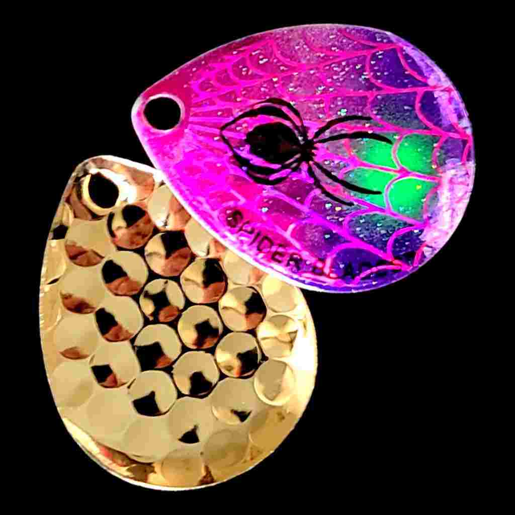 Bago Lures Purple Crush Deep Cup Colorado Blade with gold back.