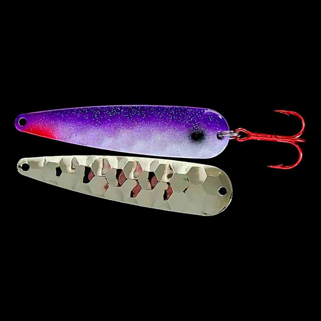Purple Shad Trolling Flutter Spoon with nickel back.