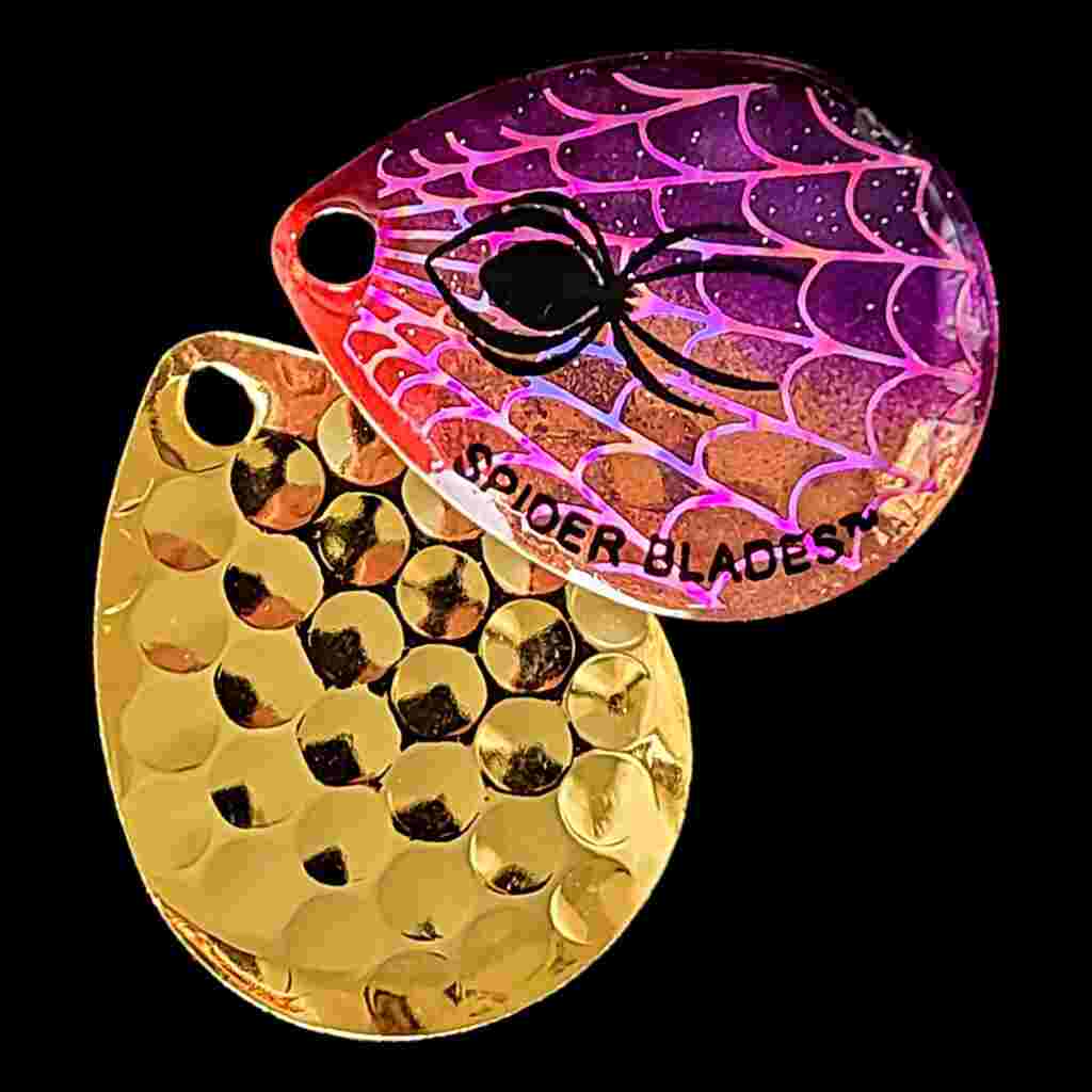 Bago Lures Purple Shiner Colorado Blade with gold back.