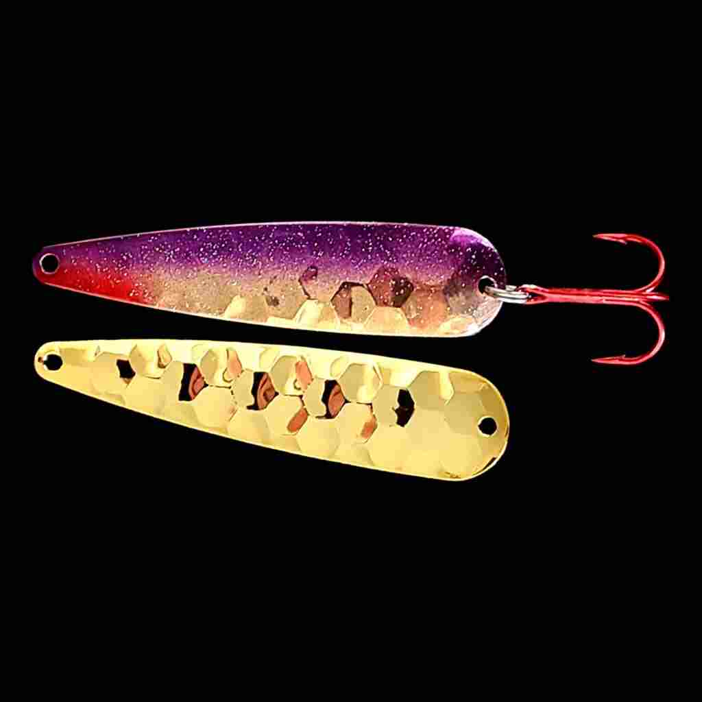 Purple Shiner Trolling Flutter Spoon with gold back.