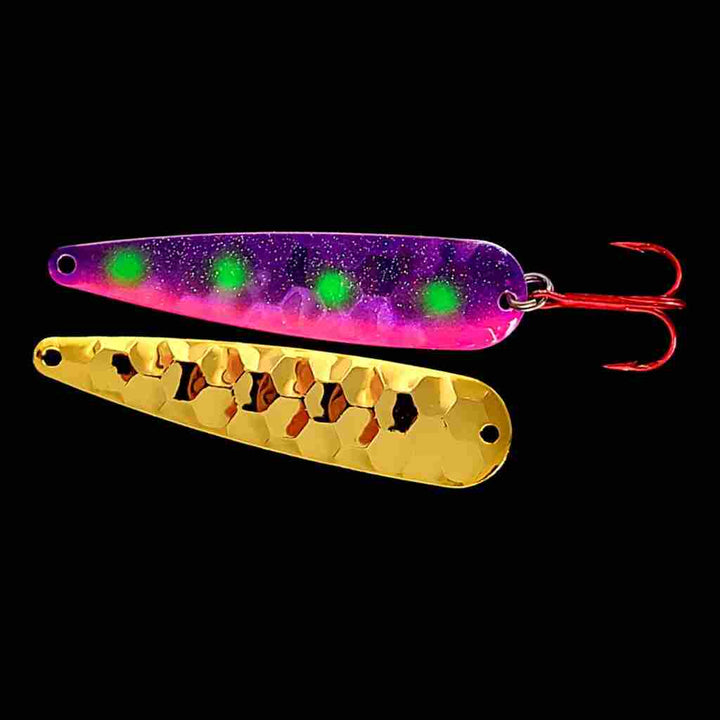 Reverse Muffin Trolling Flutter Spoon with gold back.