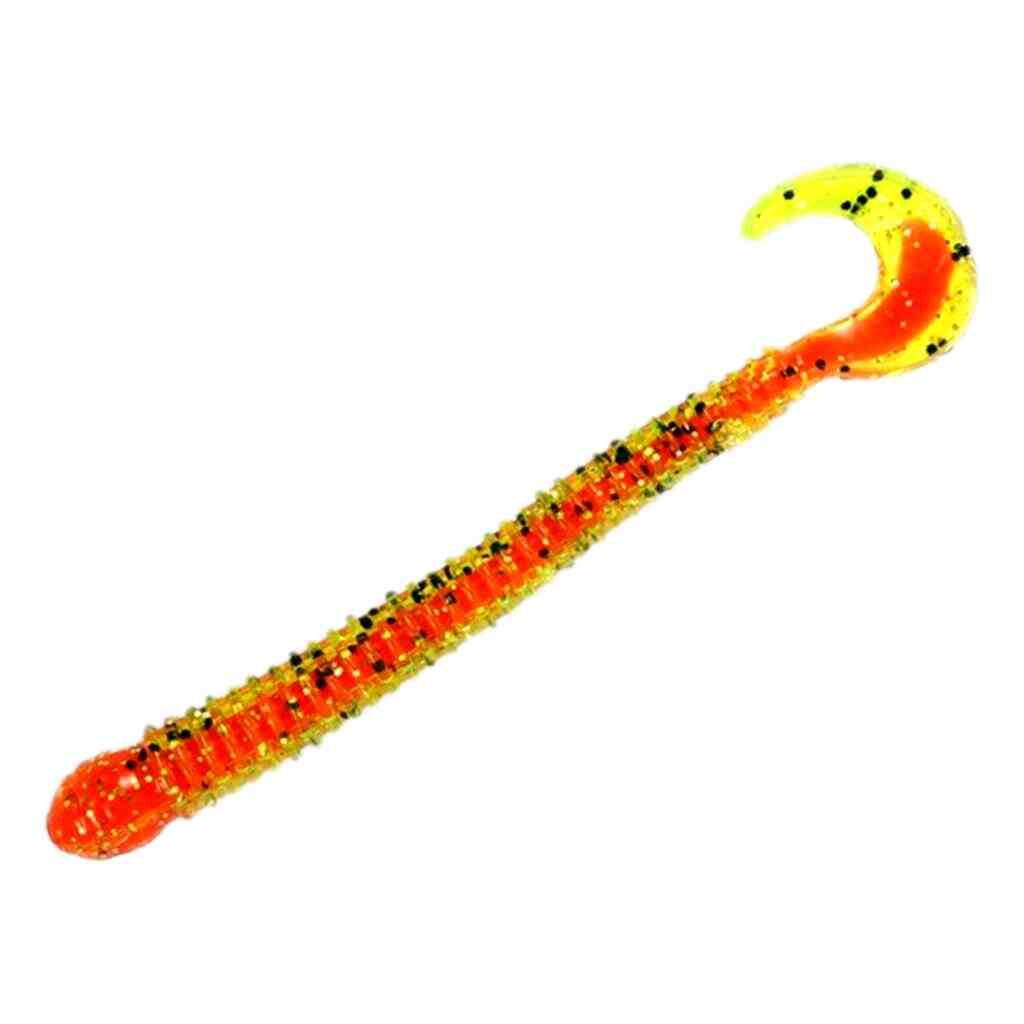 Chartreuse Orange Ring Worm soft plastic fishing lure for Walleye and Bass.