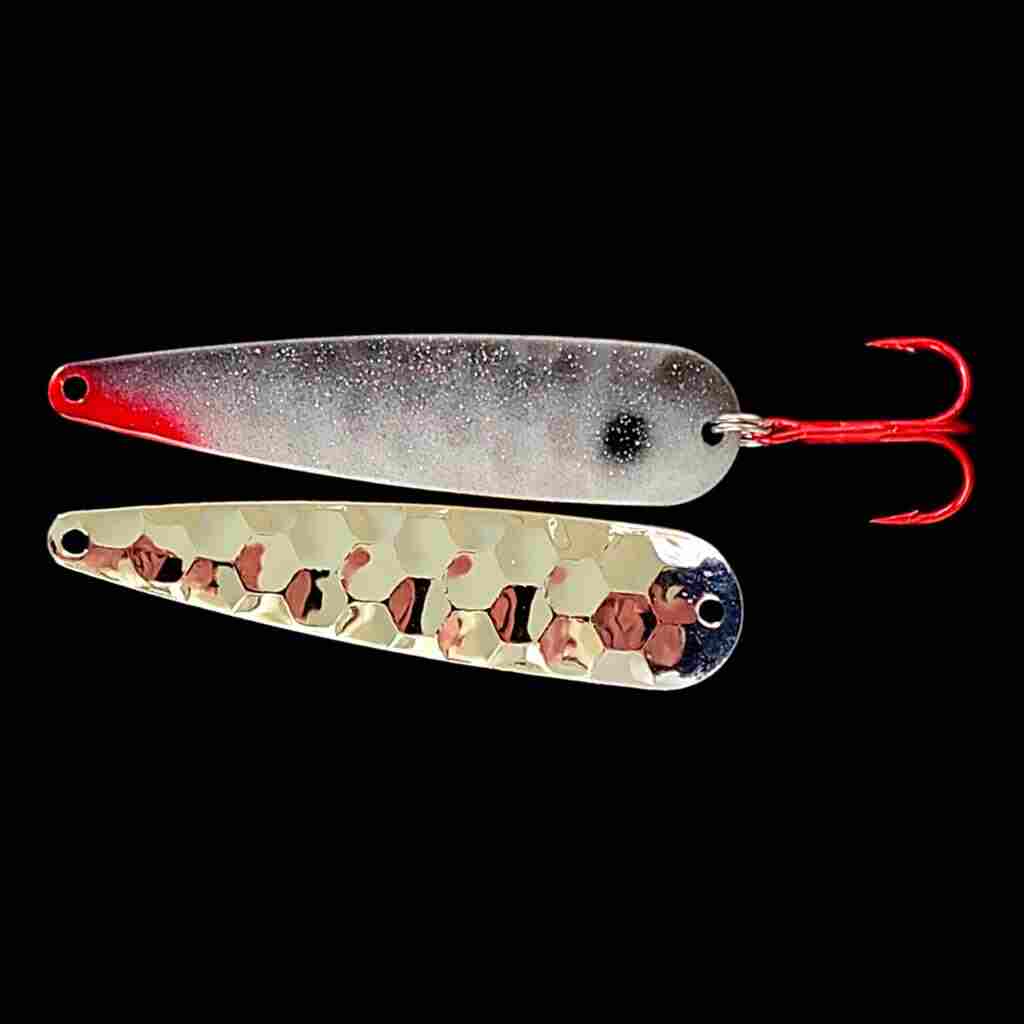 Shad Trolling Flutter Spoon with silver back.
