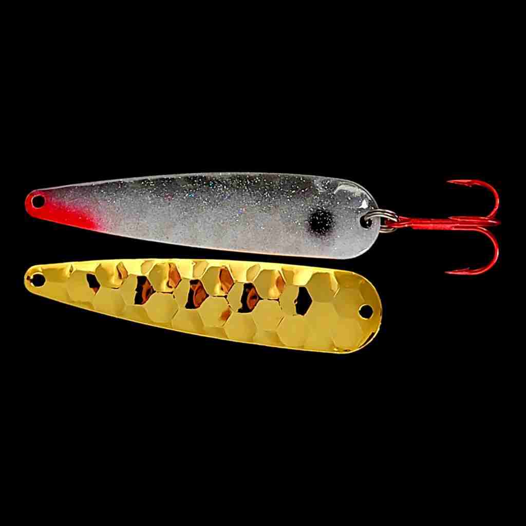 Shad Trolling Flutter Spoon with gold back.